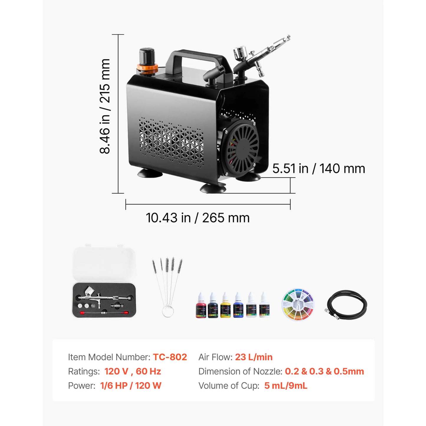 SucceBuy Airbrush Kit With Air Compressor Dual-Action Set