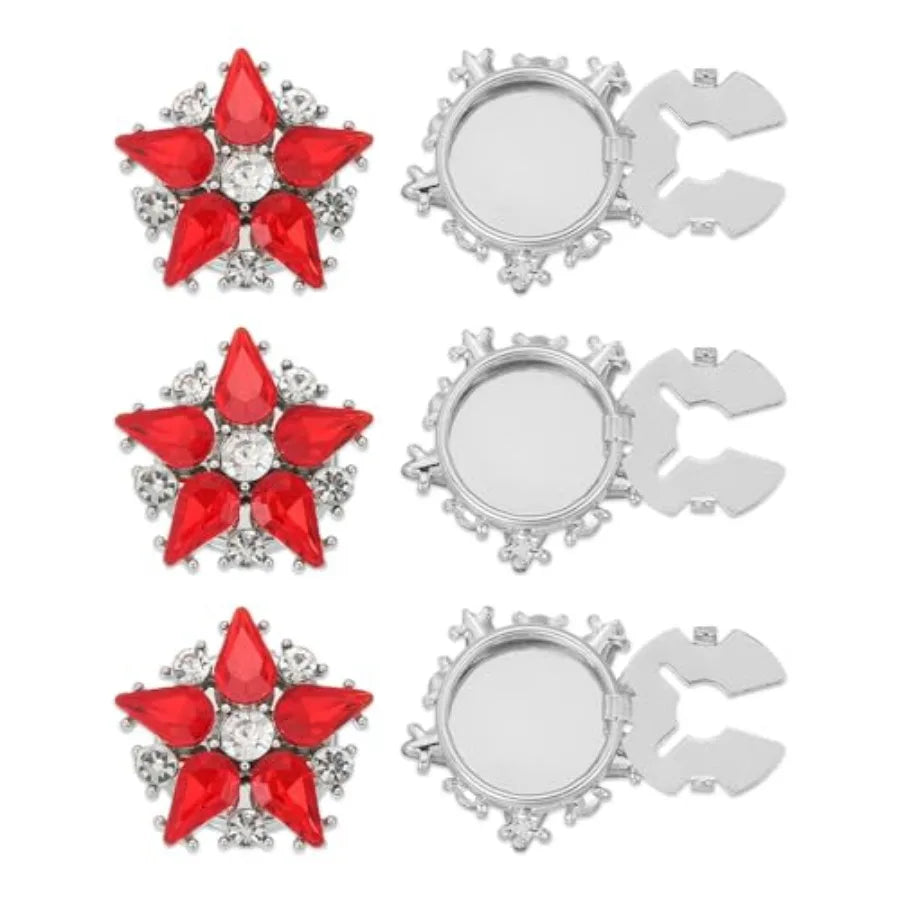 Rhinestone Button Cover Set, 6Pcs Star Flower Crystal Embellishments