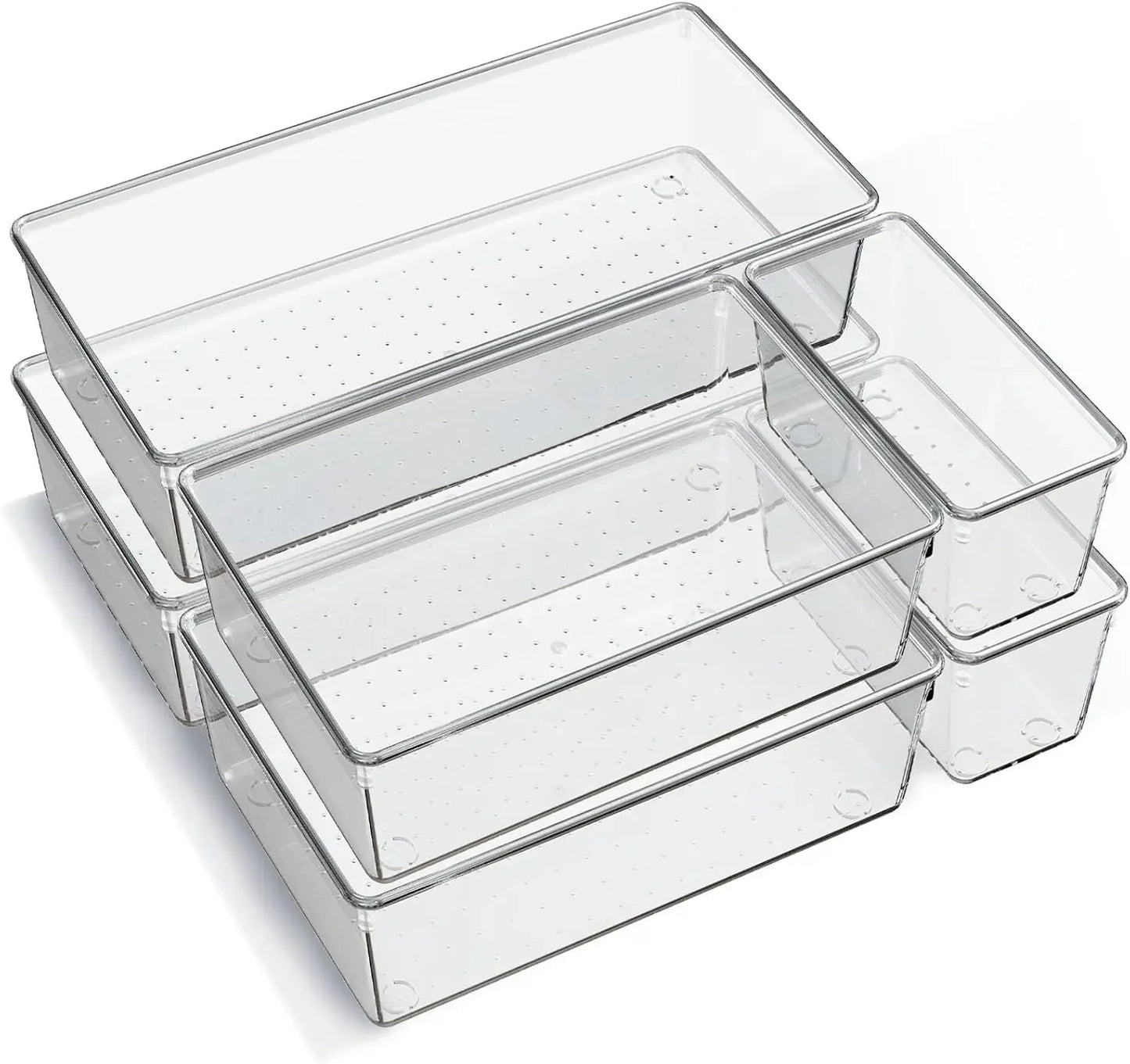 Clear Plastic Drawer Organizer Trays 6 Pack For Kitchen