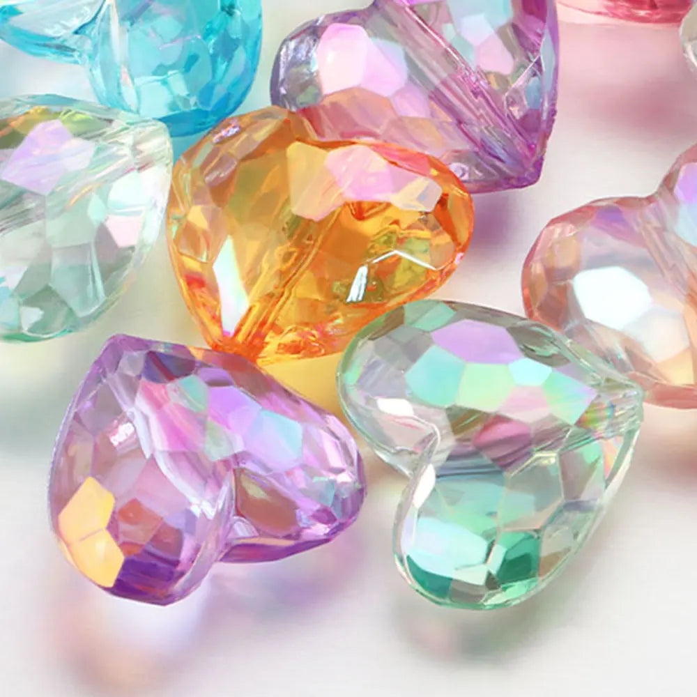 Acrylic Heart Beads 20 Pcs Transparent Spacer Beads For Jewelry