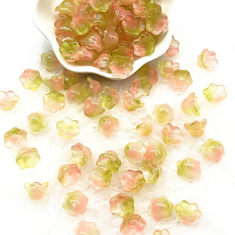 New 20pcs/lot 7X12mm Colorful Bellflower Lampwork Beads Caps Glass Spacer Beads for Jewelry Making DIY Bracelets Hairpin