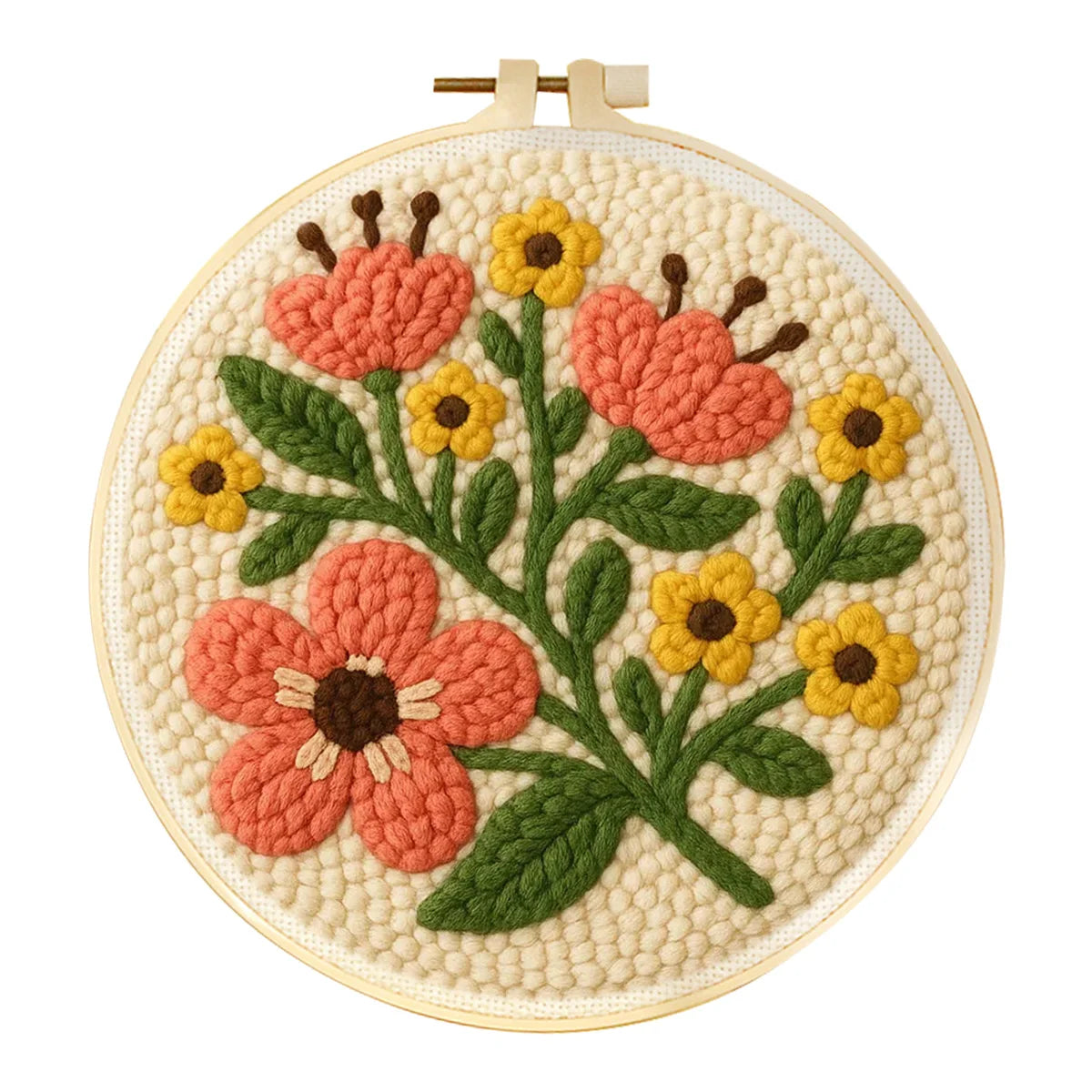 Punch Needle Kits For Beginner 20x20cm Easy Punch Needle Starter Kit With Embroidery Frame Flower Pattern Craft Kit Home Decorat