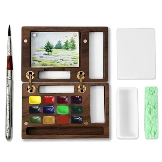 Travel Mini Watercolor Paint Set 12 Colors Portable Pocket Kit