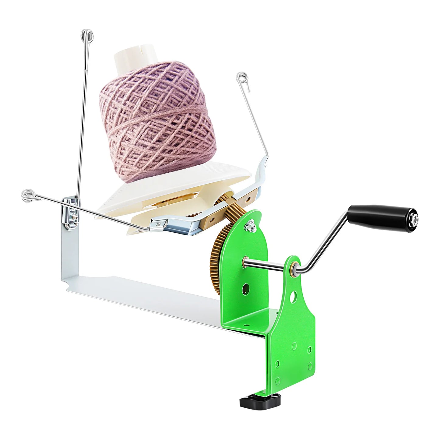 Portable Wool Ball Winder 400-500g Large Capacity Yarn Winder Machine for Knitting, Handmade Arts Crafts, DIY Studio, Home & Factory Use – Easy Install & Clean, with Nylon Gears, Dual-Rod Rocker, Clamp Mount Up to 40mm