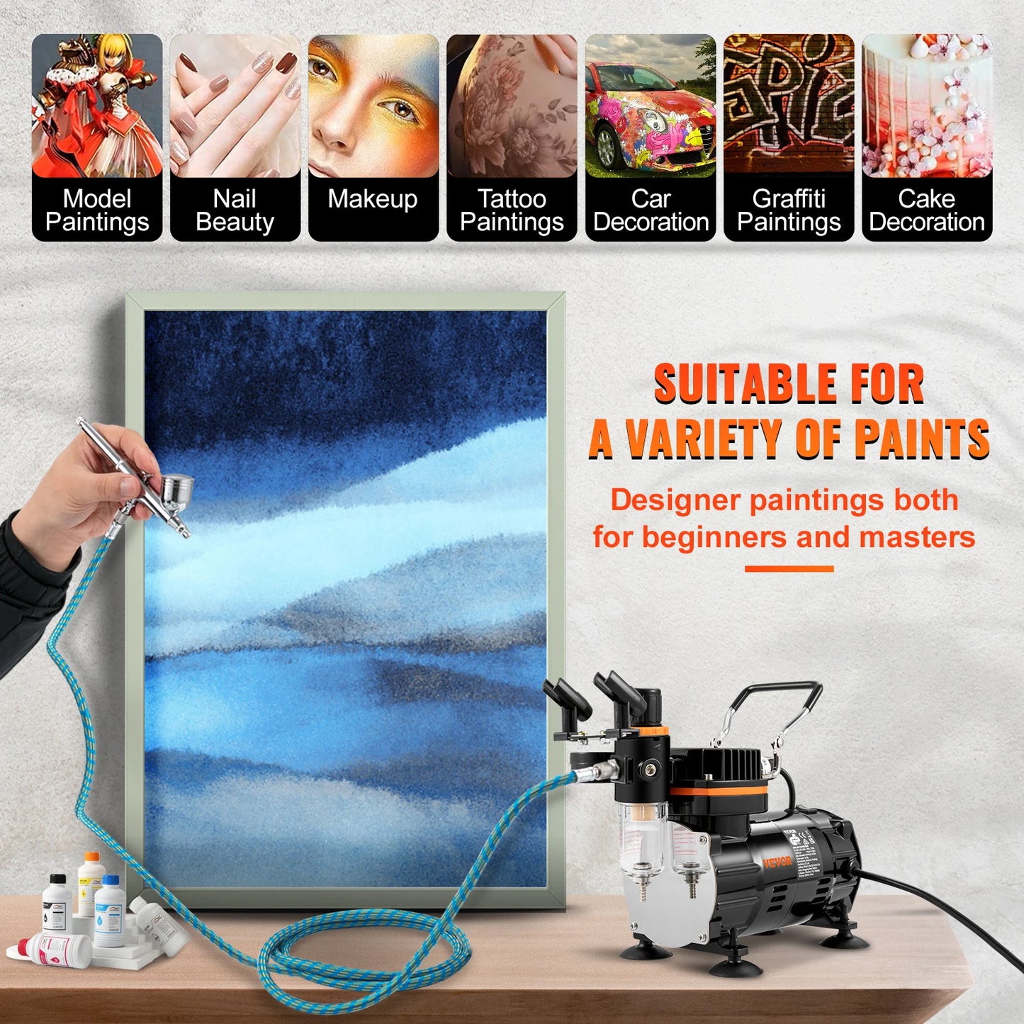 SucceBuy Professional Dual-Action Airbrush Kit 120W