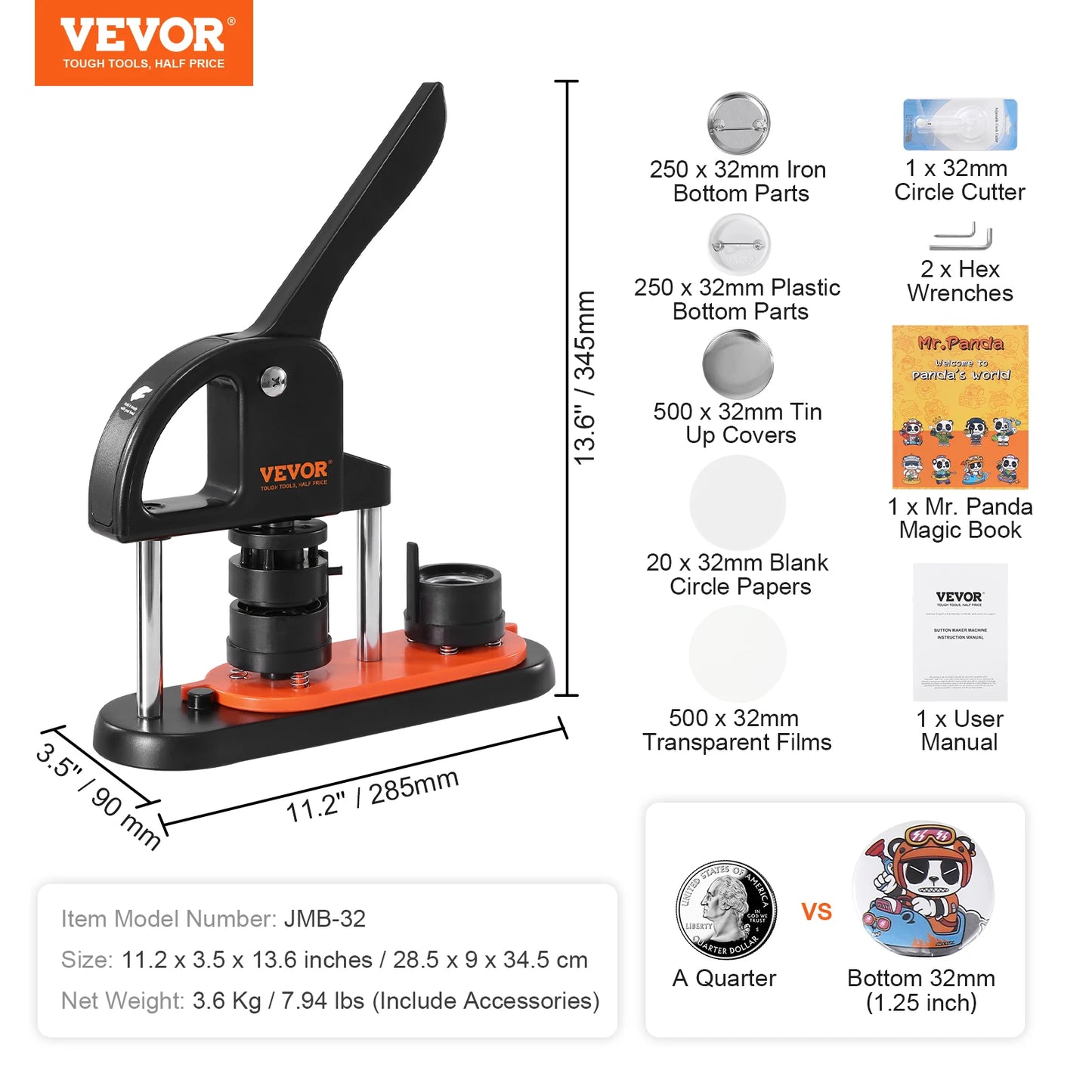 SucceBuy Button Maker Kit With Ergonomic Arc Handle