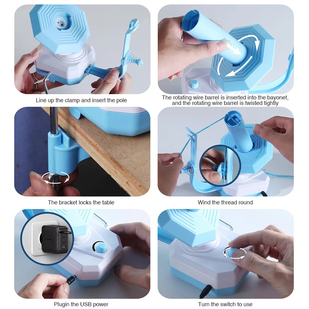 Yarn Winder Electric Yarn Ball Winder Non Slip Base Wool Spinner Roller Cake Dispenser Electric Spooler for Knitting Enthusiast