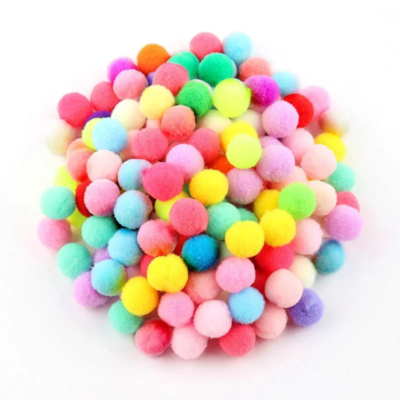 Assorted Fluffy Pom Poms For Craft Projects Or DIY Decor