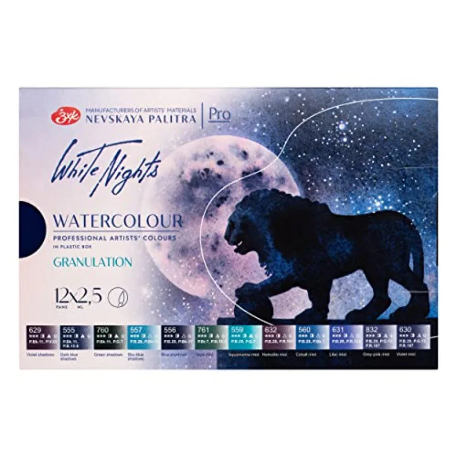 Granulating Watercolor Set 12 Full Pans Professional Artist Paints
