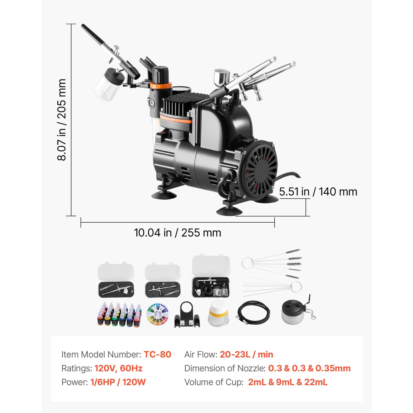 SucceBuy Airbrush Kit With Air Compressor Dual-Action Set