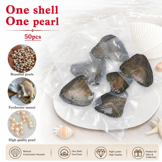 50 Shell/Lot Natural Genuine Oyster Pearl Freshwater Pearl 7-8mm Beads Random Color Size for Jewelry Making Gift DIY Accessories