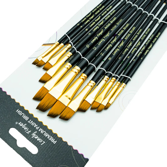 12-Piece Nylon Artist Paint Brush Set for Acrylic, Watercolor, Oil