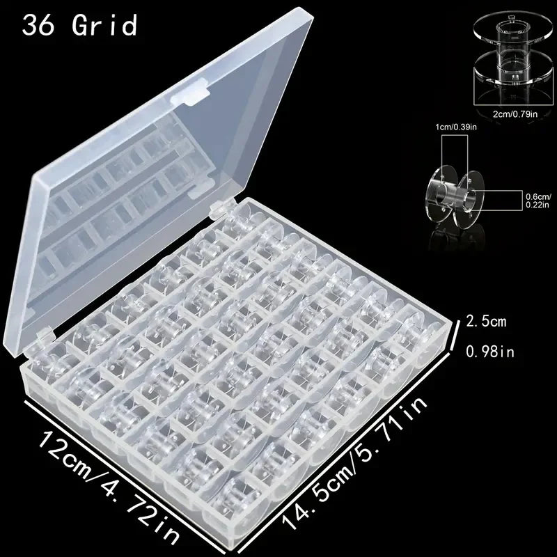 36 Grid Plastic Thread Bobbins Storage Box For Sewing Tools