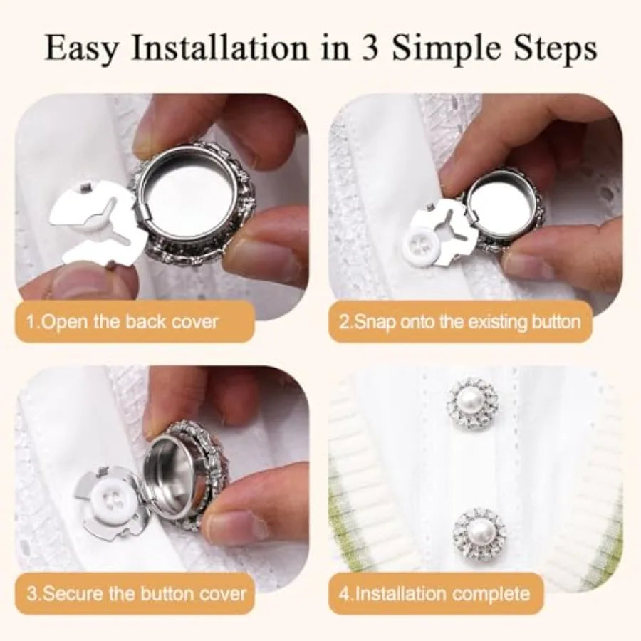 Rhinestone Button Covers Six Piece Detachable Crystal Embellishments For Clothing