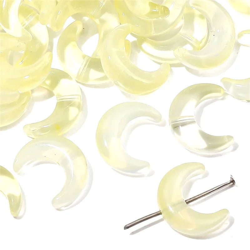 10pcs 15x12mm Crystal Glass Moon Charm Beads Fit for 8mm Beads for Necklace Bracelet Earring DIY Jewelry Making Supply