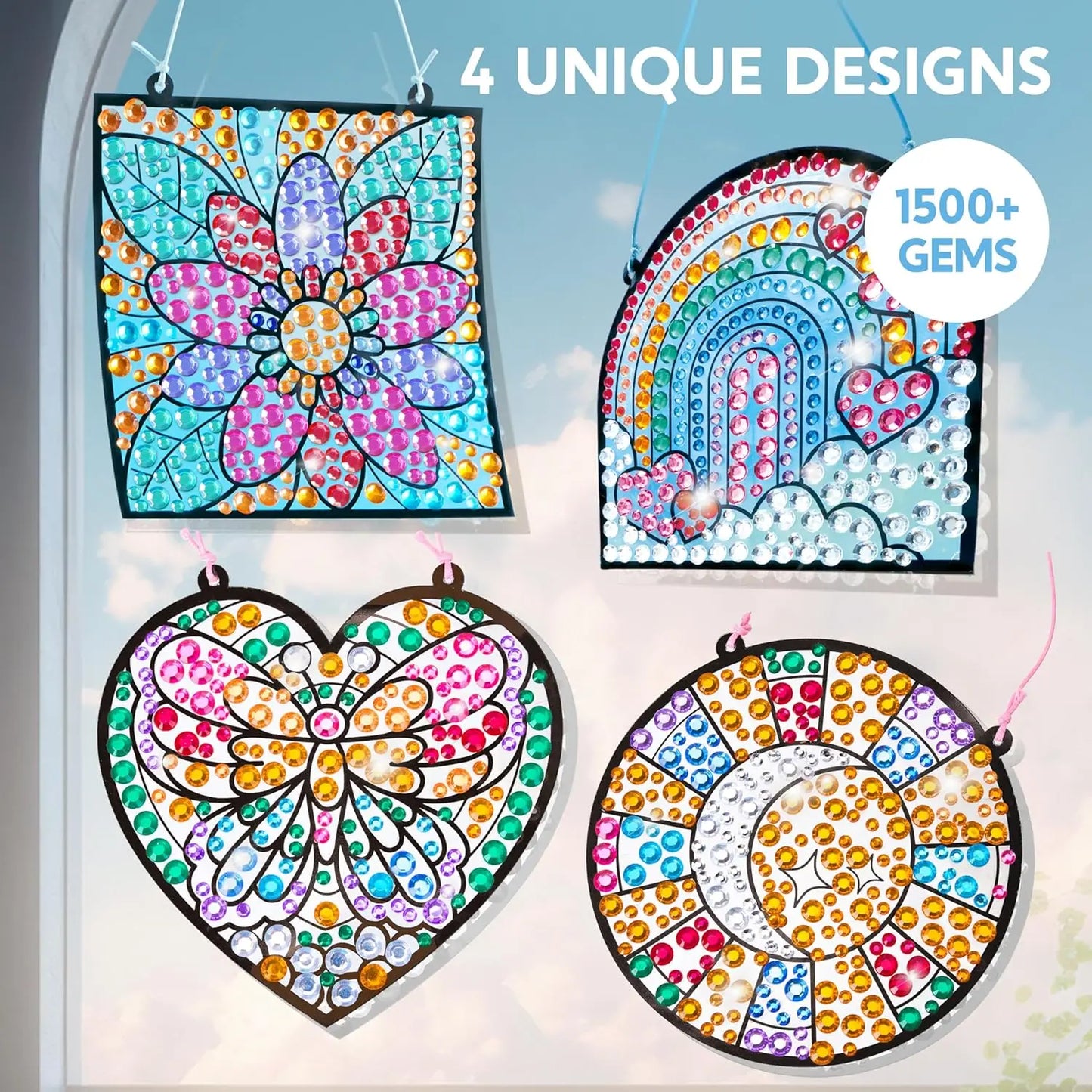 Joyfy 4Pcs Window Art Suncatcher Kits Diamond Painting For Kids