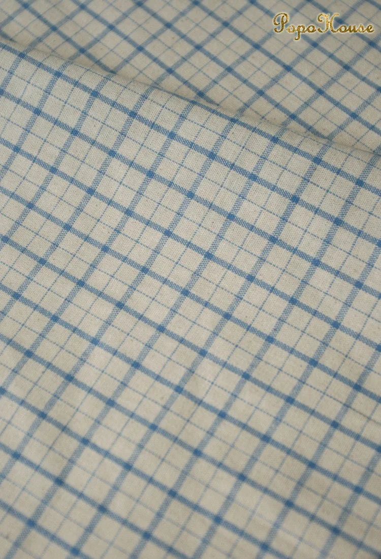 Vintage Linen Grid Striped Woven Cotton Fabric For Sewing Projects