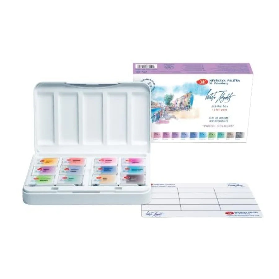 Professional Watercolor Set 12 Full Pans Extra Fine Artist Grade Pigments