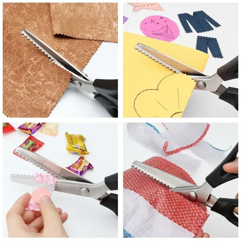 Stainless Steel Tailor's Scissors With Zigzag Pinking Teeth