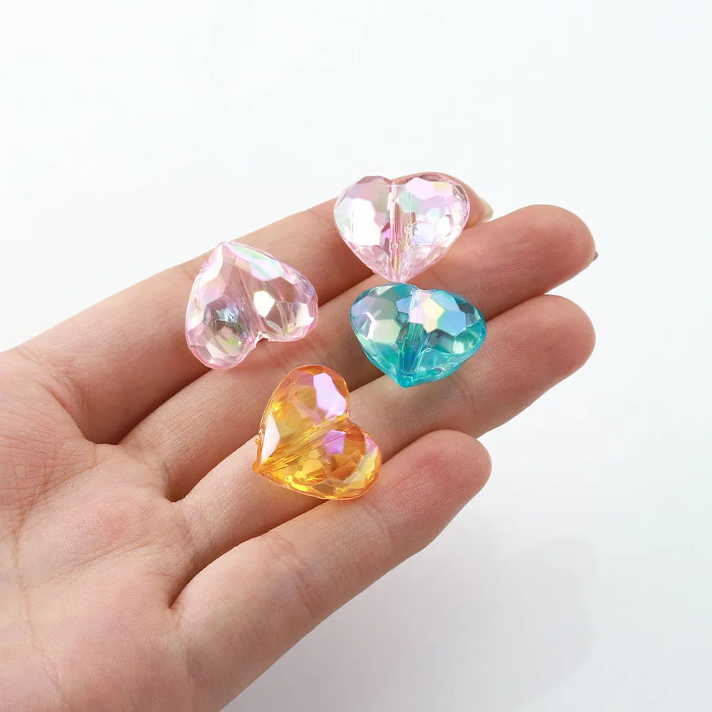 Acrylic Heart Beads 20 Pcs Transparent Spacer Beads For Jewelry