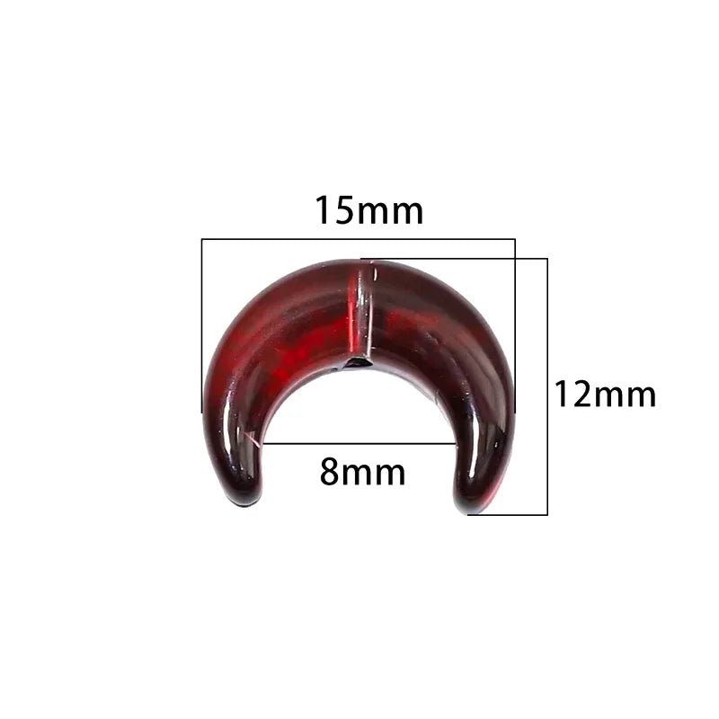 10pcs 15x12mm Crystal Glass Moon Charm Beads Fit for 8mm Beads for Necklace Bracelet Earring DIY Jewelry Making Supply