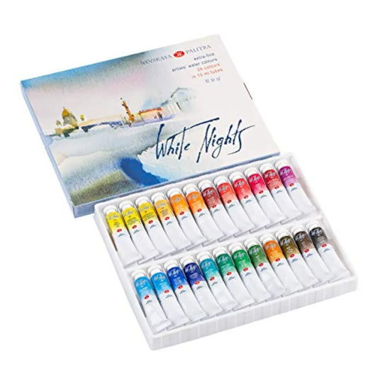 Watercolor Set 24 Fine Artist Grade Tubes Vibrant Lightfast Colors