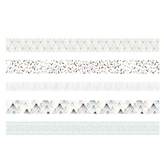 5 Rolls Washi Tape Set Creative Basic Skinny Decorative Tapes for Arts, DIY Crafts, Journals, Planners, Scrapbooking, Wrapping
