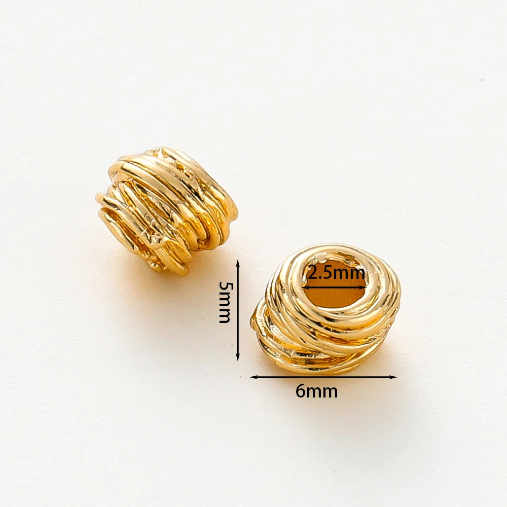 St.kunkka Gold Plated Brass Weaving Ball Spacer Beads 10Pcs Pack