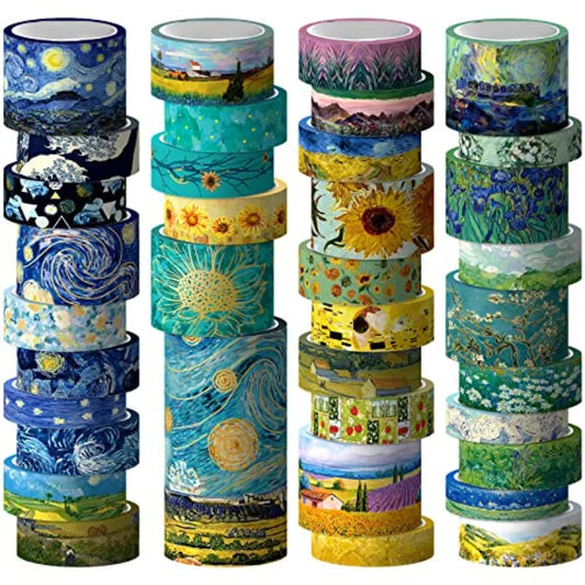 Washi Tape Set, 36 Rolls Vintage Gold Washy Tape, Wide Decorative Tape for Journaling, Scrapbooking Supplies, Vision Board Supp