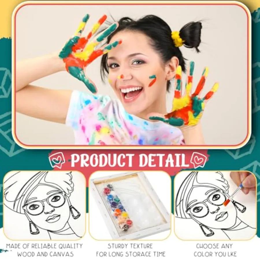 Sip And Paint Pre Drawn Canvases Kit For Painting Party