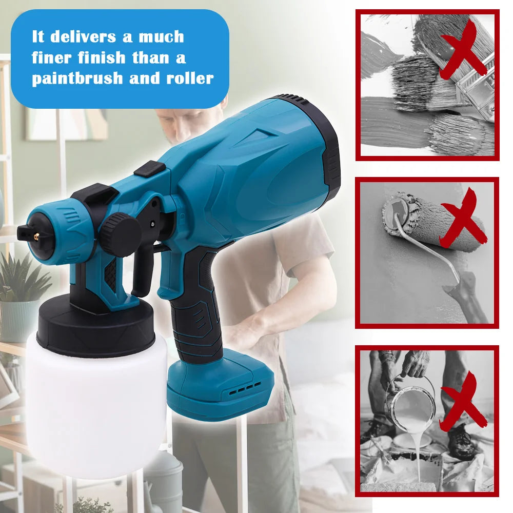 HVLP Cordless Paint Sprayer With 21V Dual 2000mAh Batteries