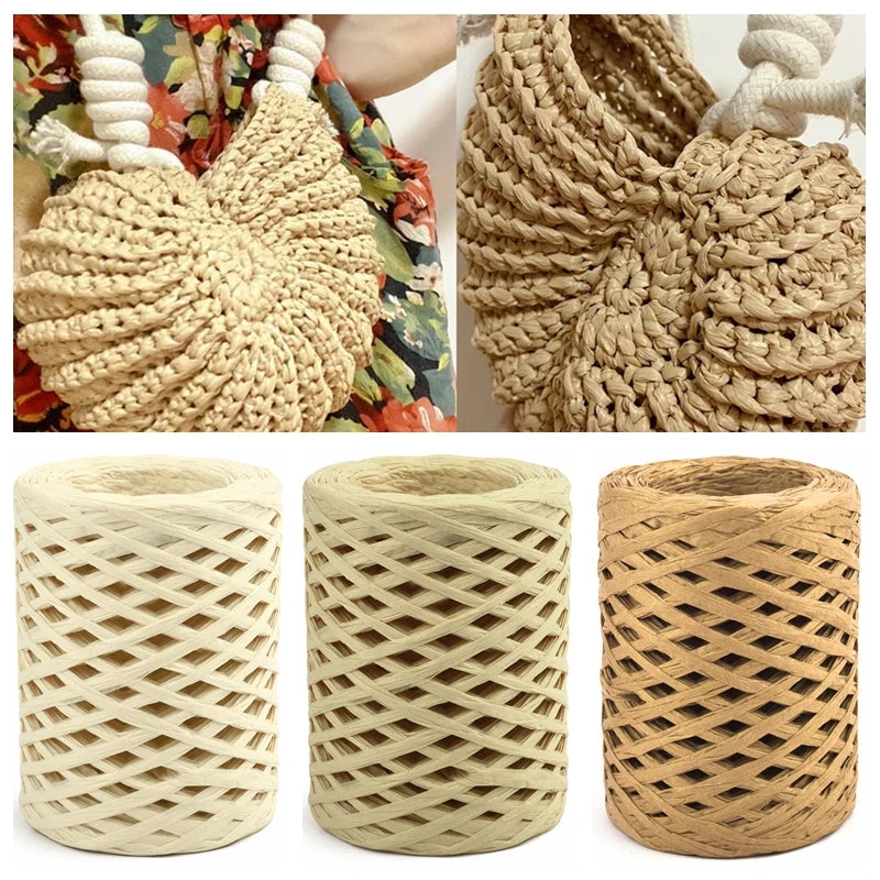 Natural Raffia Straw Yarn 100M For DIY Crafts Hats Bags