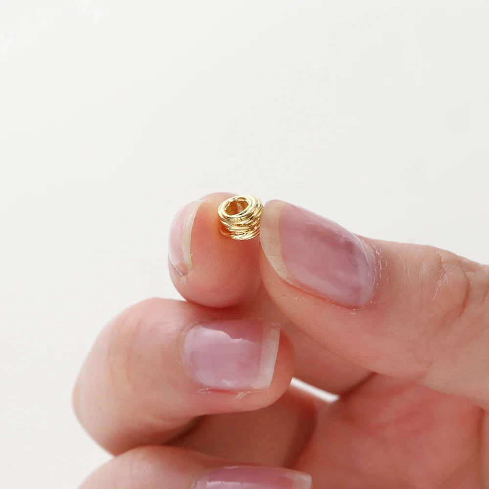 St.kunkka Gold Plated Brass Weaving Ball Spacer Beads 10Pcs Pack