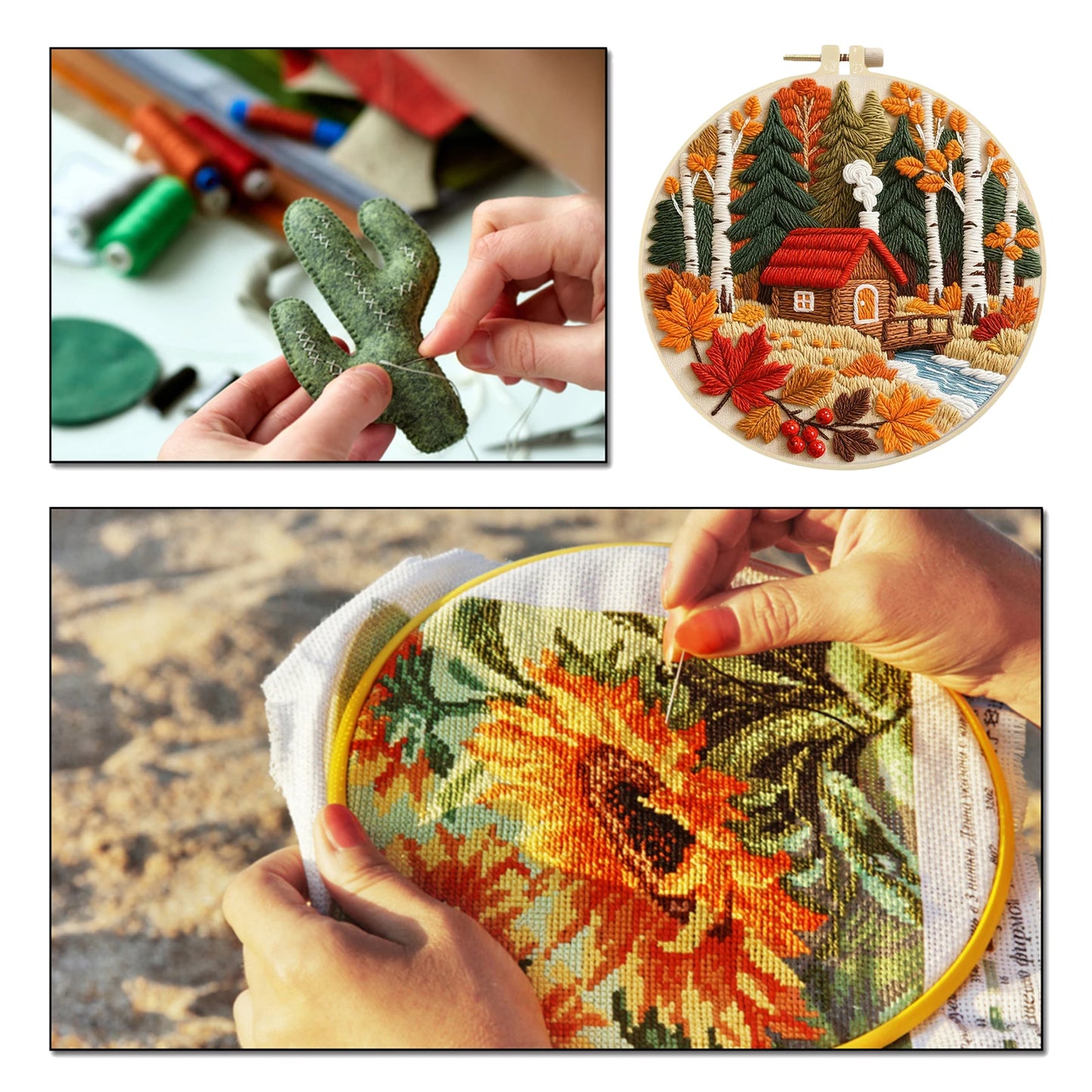 Autumn Embroidery Kit With Hoop For Beginners Craft Lovers Gift