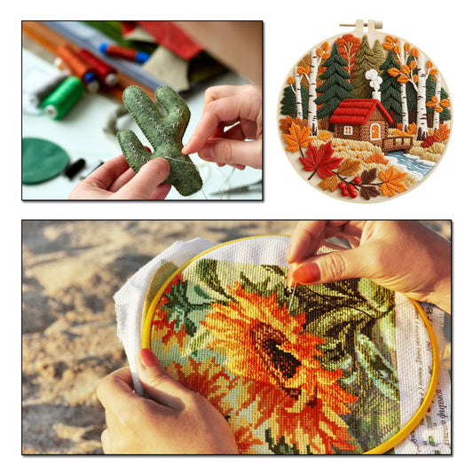 Autumn Embroidery Kit With Hoop For Beginners Craft Lovers Gift