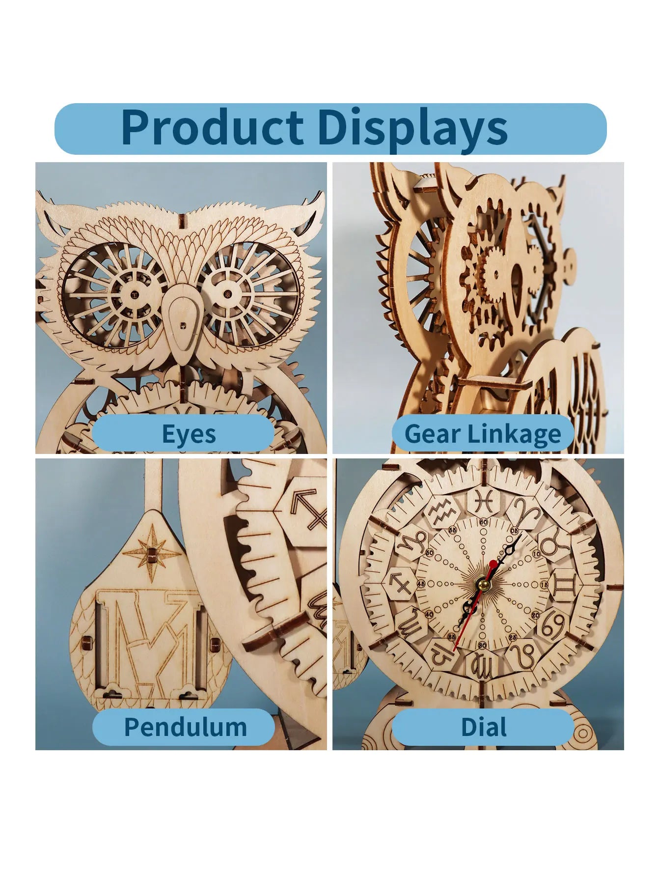 Music Park 3D Owl Wooden Puzzle Clock DIY Kit Gift
