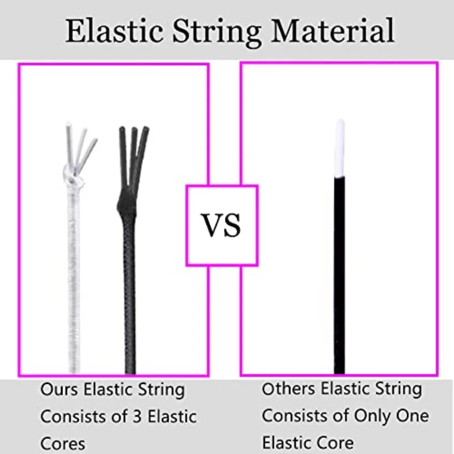 Stretchy String for Bracelets, 4 Rolls 1 mm Sturdy Elastic String Elastic Cord for Jewelry Making, Necklaces, Beading 2 Black+