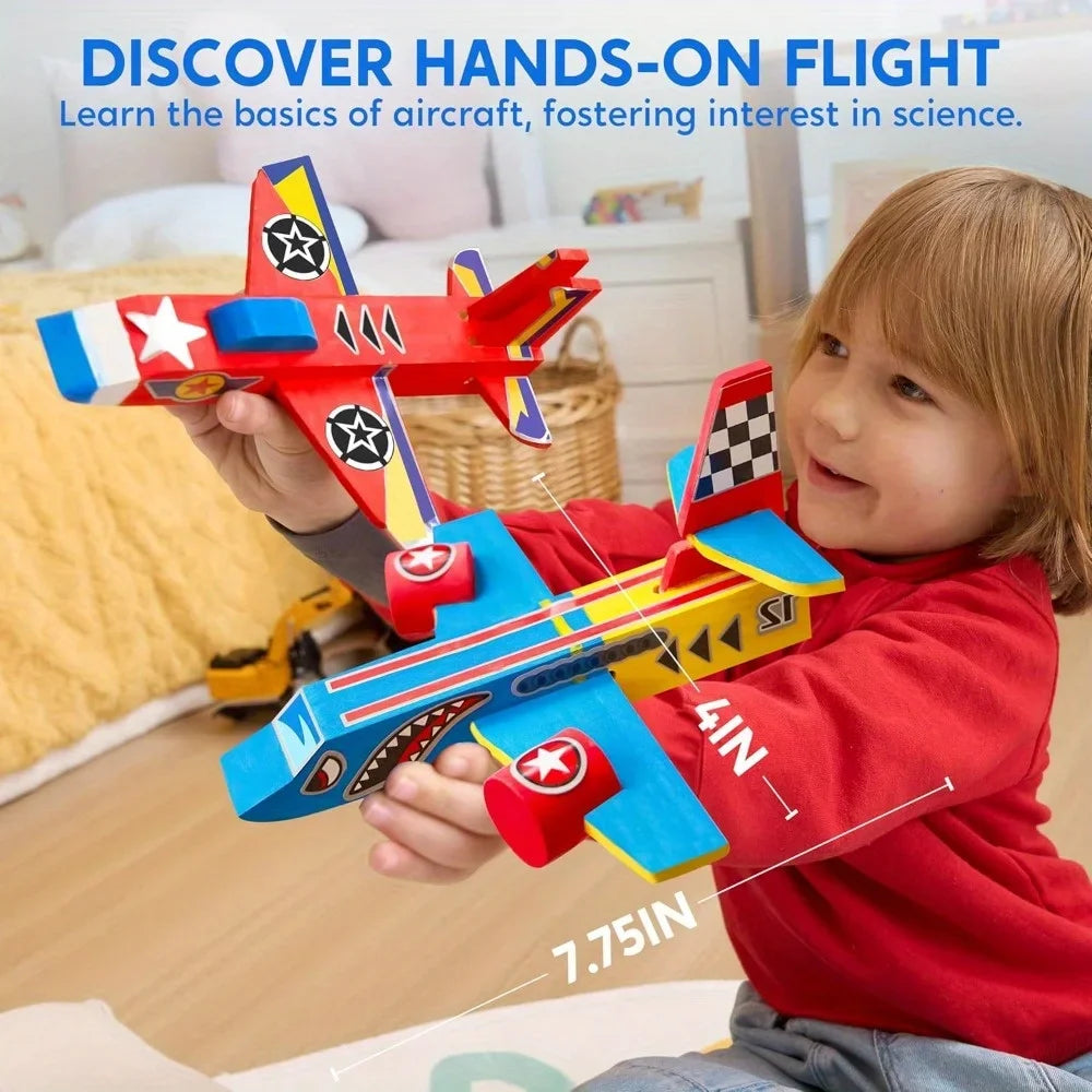 Joyfy DIY Wooden Aircraft Craft Kit For Kids 4 Models