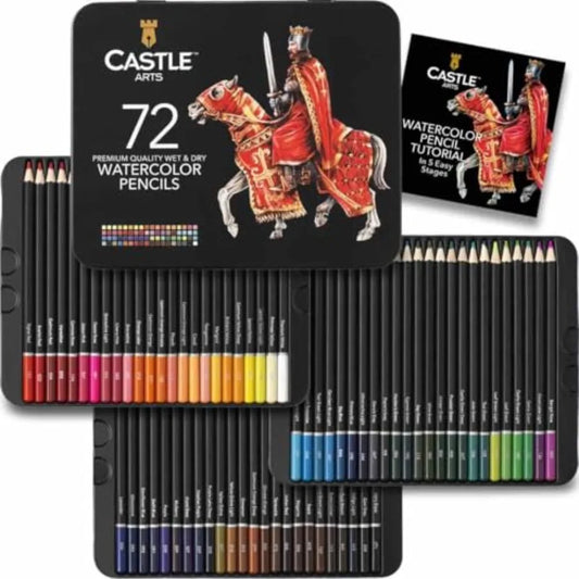 Watercolor Pencils Set 72 Vibrant Pigments In Tin Case