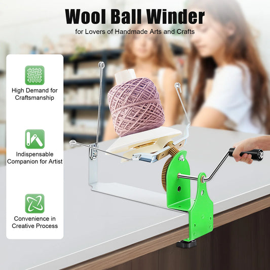 Portable Wool Ball Winder 400-500g Large Capacity Yarn Winder Machine for Knitting, Handmade Arts Crafts, DIY Studio, Home & Factory Use – Easy Install & Clean, with Nylon Gears, Dual-Rod Rocker, Clamp Mount Up to 40mm