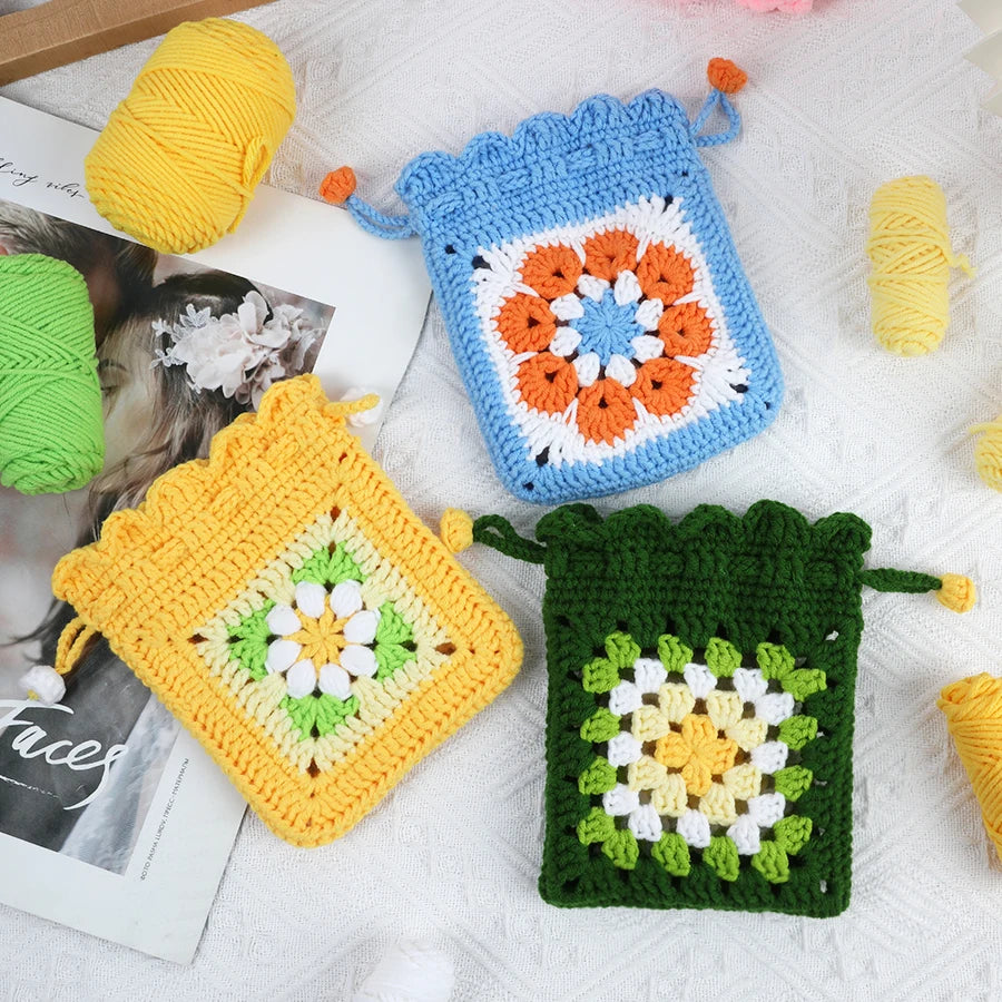 Crochet Starter Kit DIY Woven Material Bag With Tutorial Videos