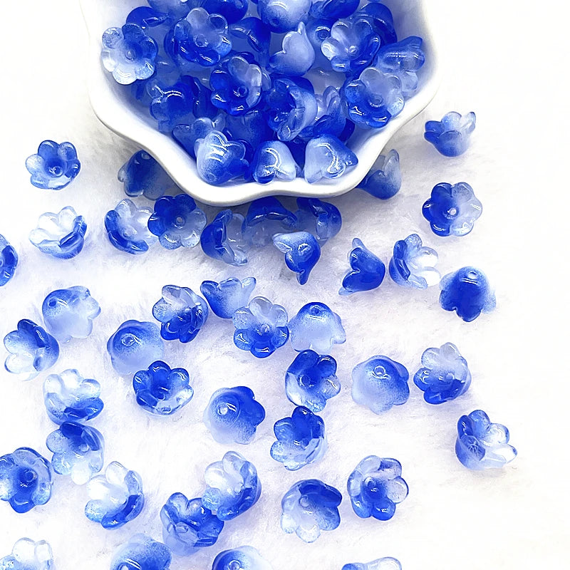 New 20pcs/lot 7X12mm Colorful Bellflower Lampwork Beads Caps Glass Spacer Beads for Jewelry Making DIY Bracelets Hairpin