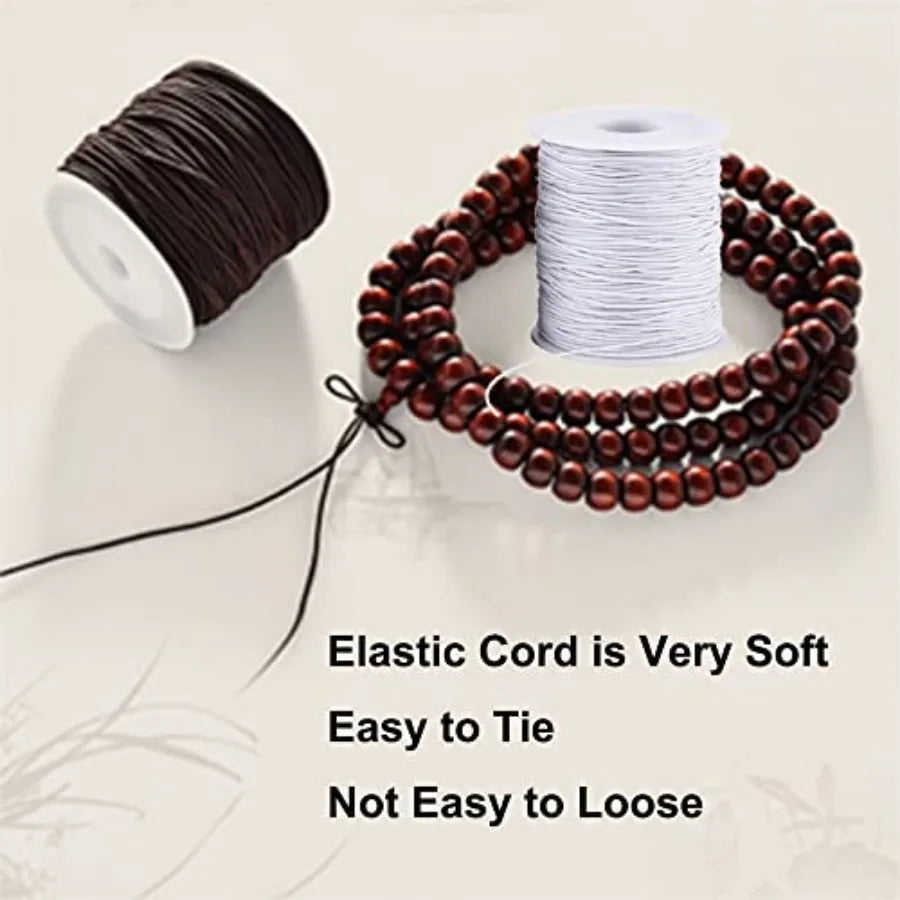 Stretchy String for Bracelets, 4 Rolls 1 mm Sturdy Elastic String Elastic Cord for Jewelry Making, Necklaces, Beading 2 Black+