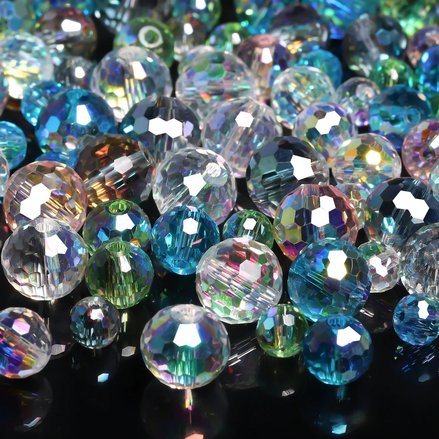 Nociuciu Vibrant Austrian Crystal Glass Beads Round Faceted
