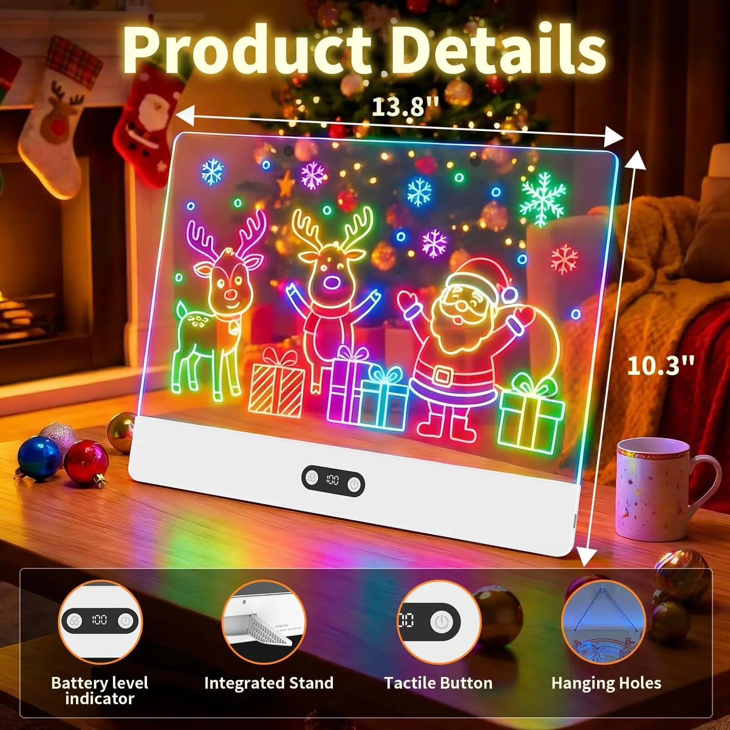 Rechargeable LED Drawing Board For Kids With Stand And 11 Light Effects