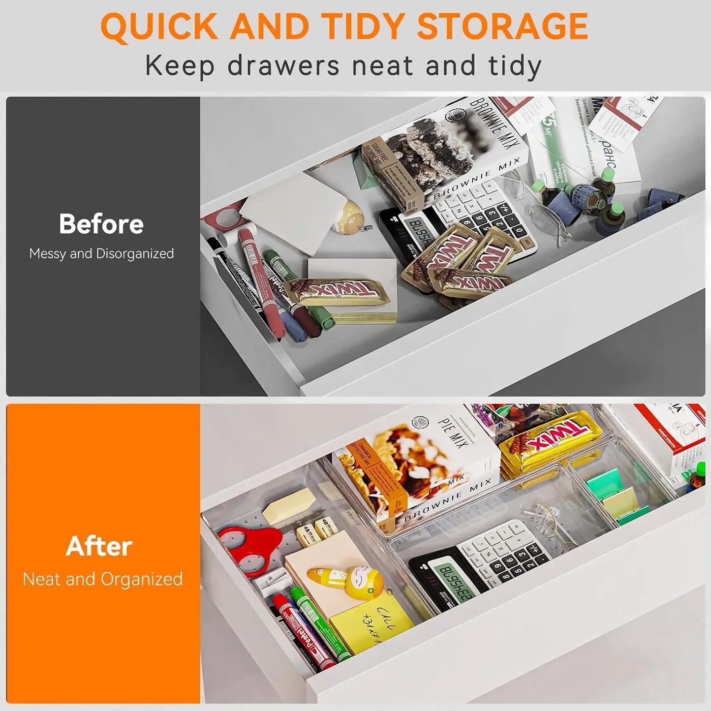 Clear Plastic Drawer Organizer Trays 6 Pack For Kitchen