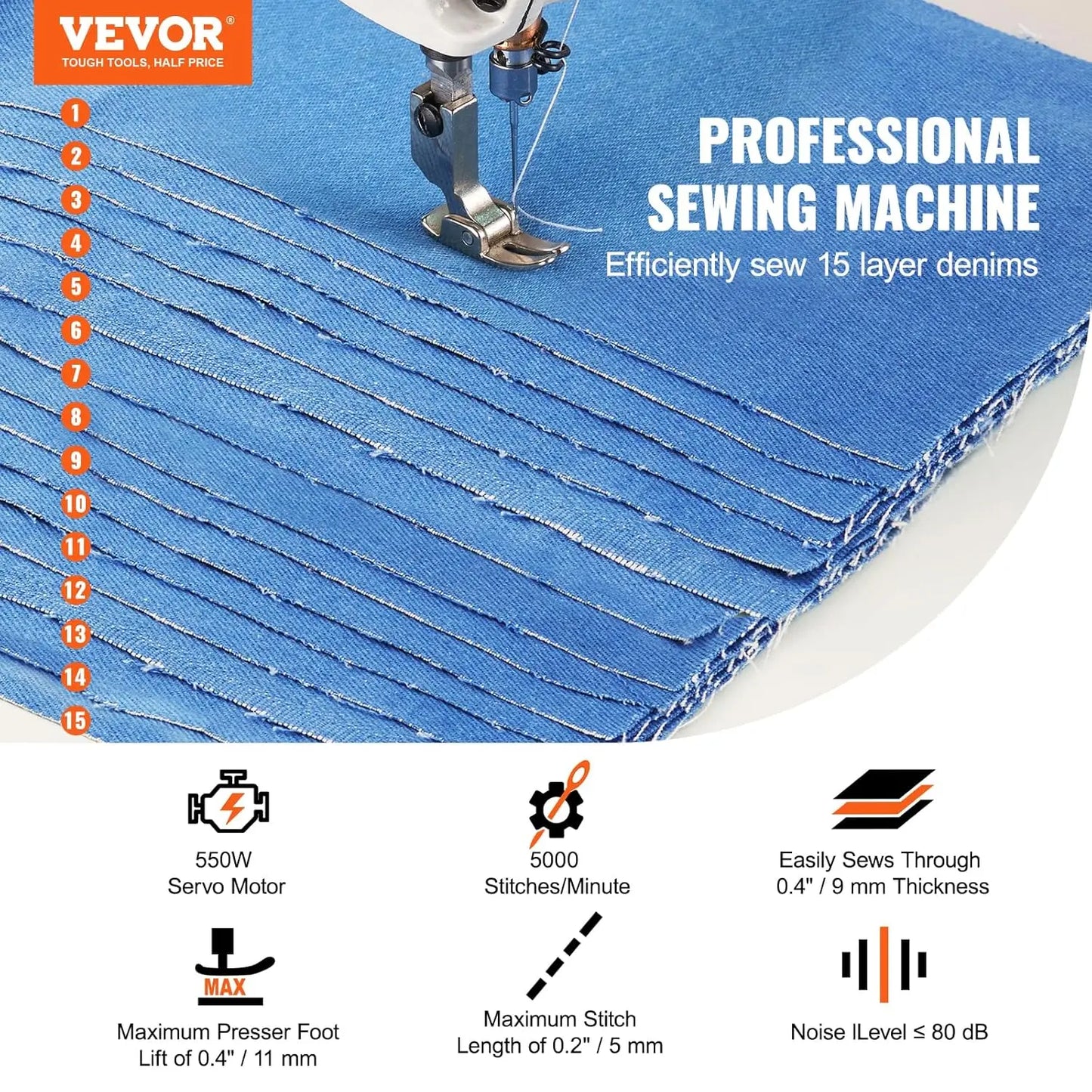 Industrial Sewing Machine With 550W Servo Motor Lockstitch Table Stand