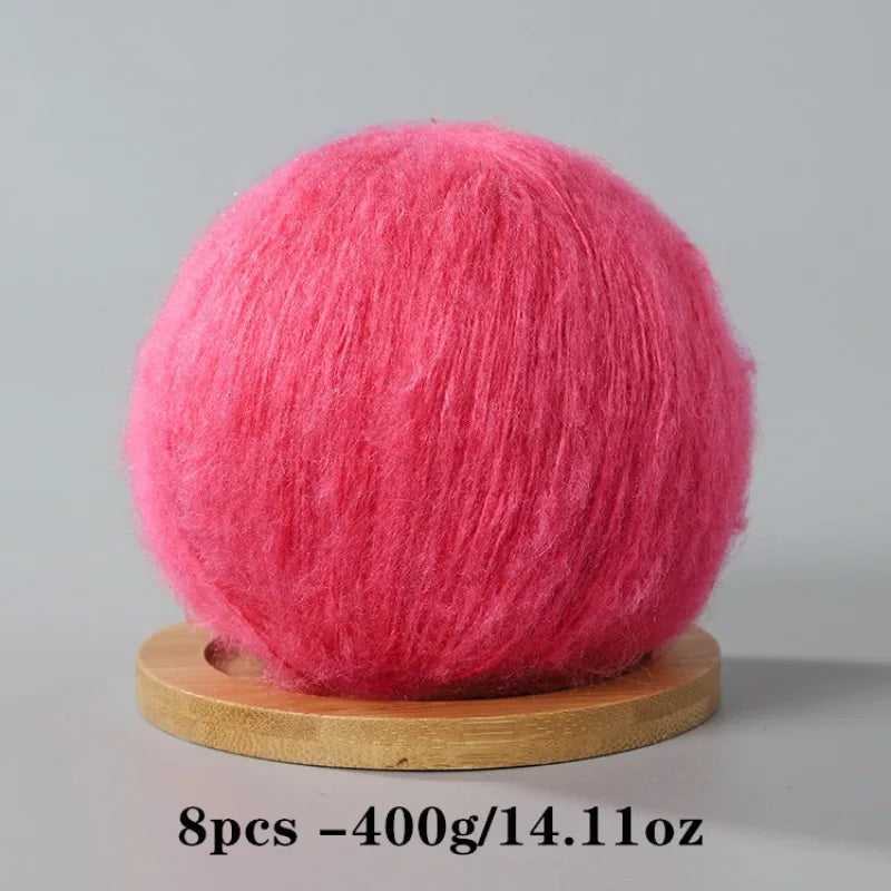 8pcs 400g Mohair Yarn For Crocheting And Knitting DIY Pet Toys  DIY Crafts Soft Comfortable Skin Friendly Spring and Summer