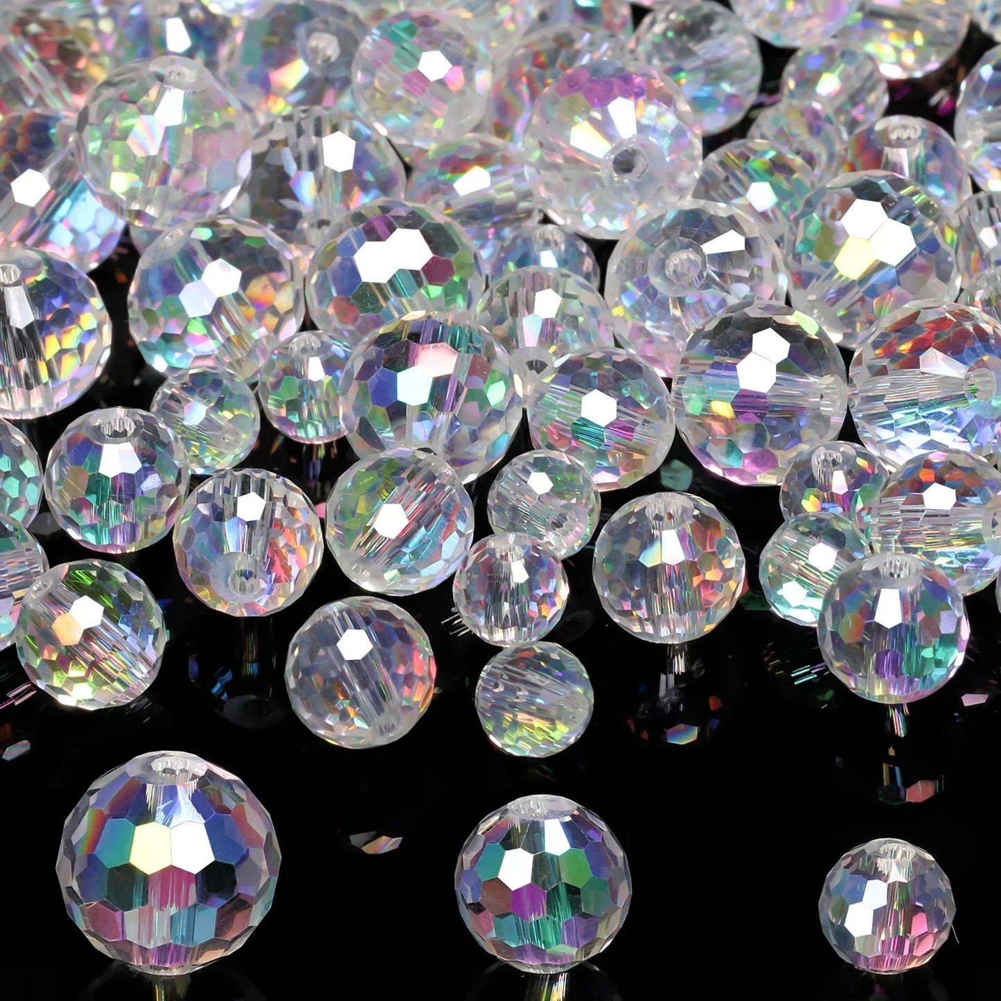 Nociuciu Vibrant Austrian Crystal Glass Beads Round Faceted