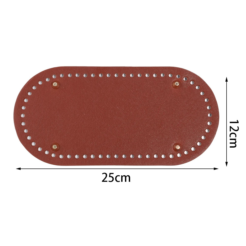 PU Leather Oval Round Bag Bottom for DIY Knitting Crochet